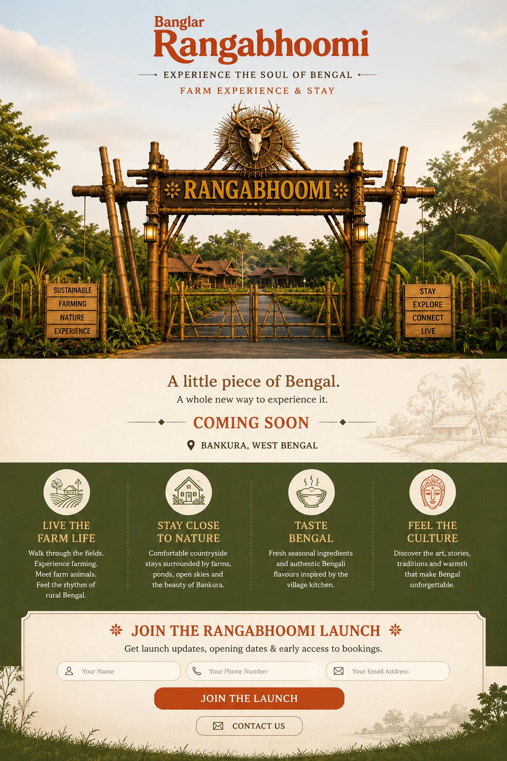 Rangabhoomi farm experience and stay in Bankura, West Bengal, coming soon.